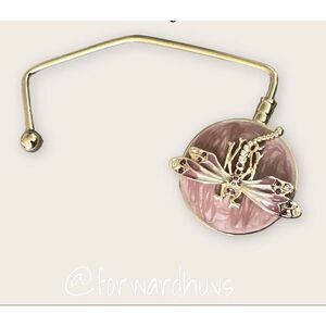 Pink Enamel Dragonfly Purse Hanger with Rhinestones
